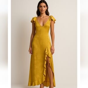 Zara Yellow High Low Ruffle Dress